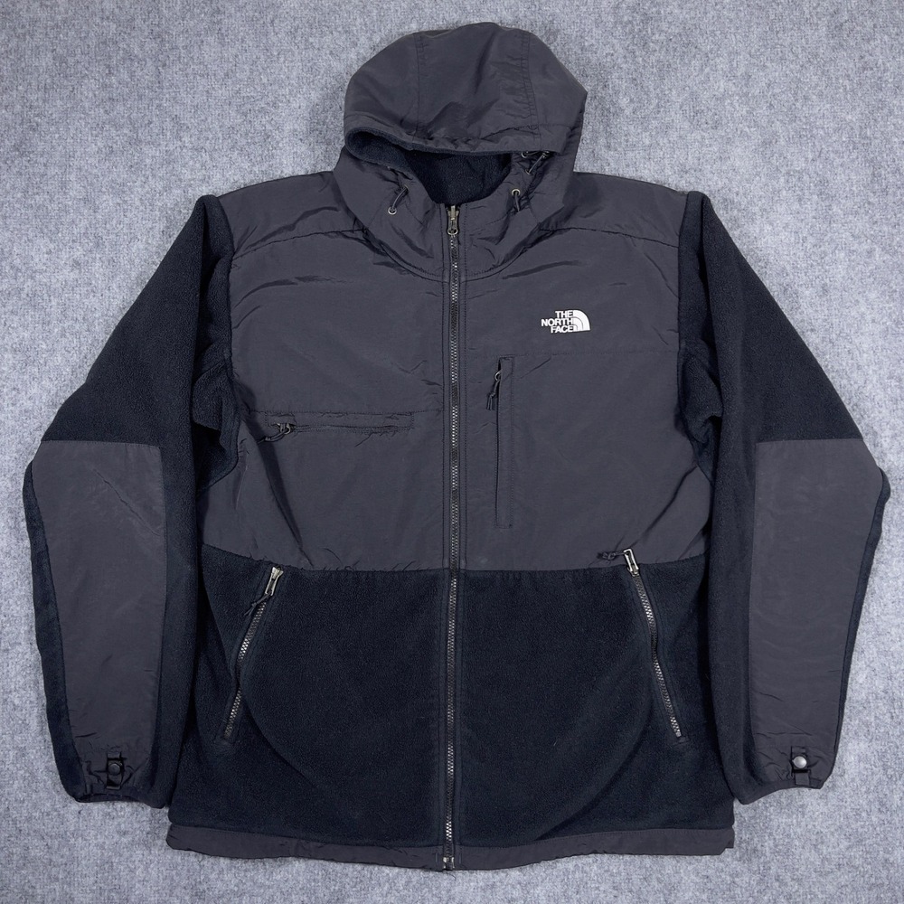 The North Face Denali Hoodie Mens XL Black Polartec Fleece Full Zip Jacket